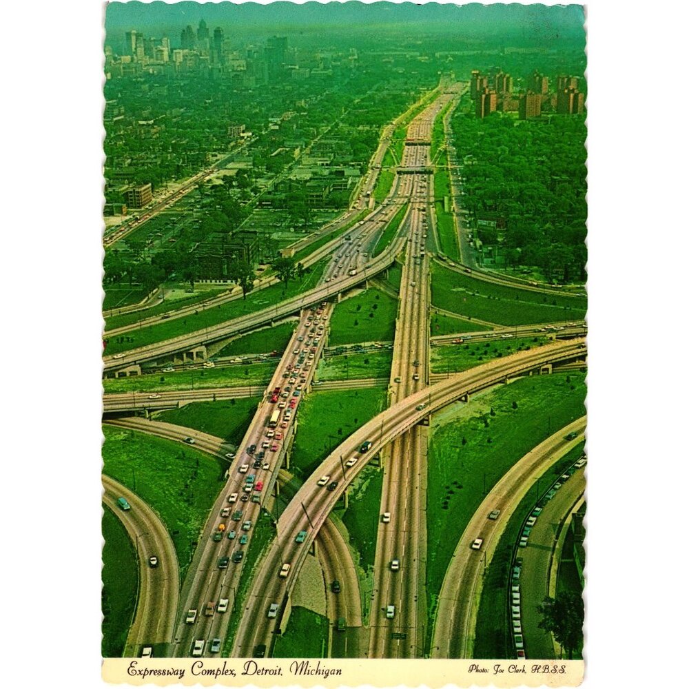Expressway Complex Detroit Michigan Vintage Postcard Dexter Press Highways